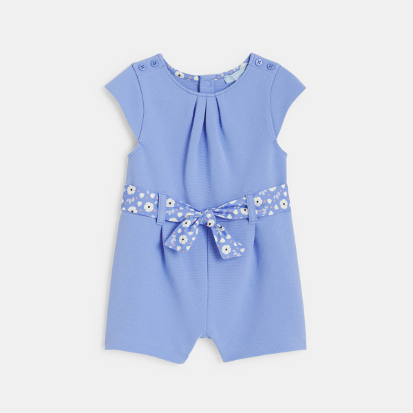 أفرول قصير فاخر مع حزام زهري للفتاة الرضيعة